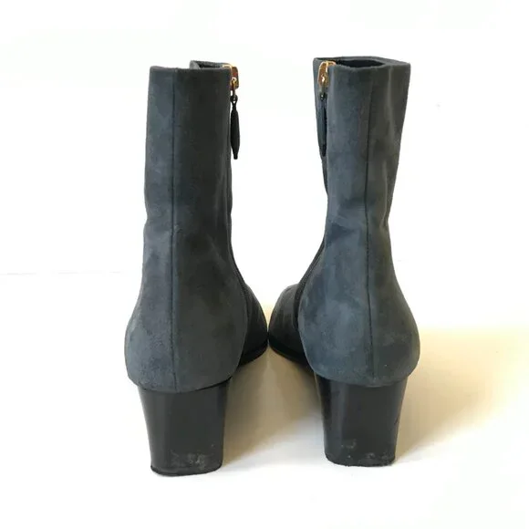 Marion Parke Pauline Boots Ankle Booties Womens 37.5 7.5 Smoke Blue Suede Shoes